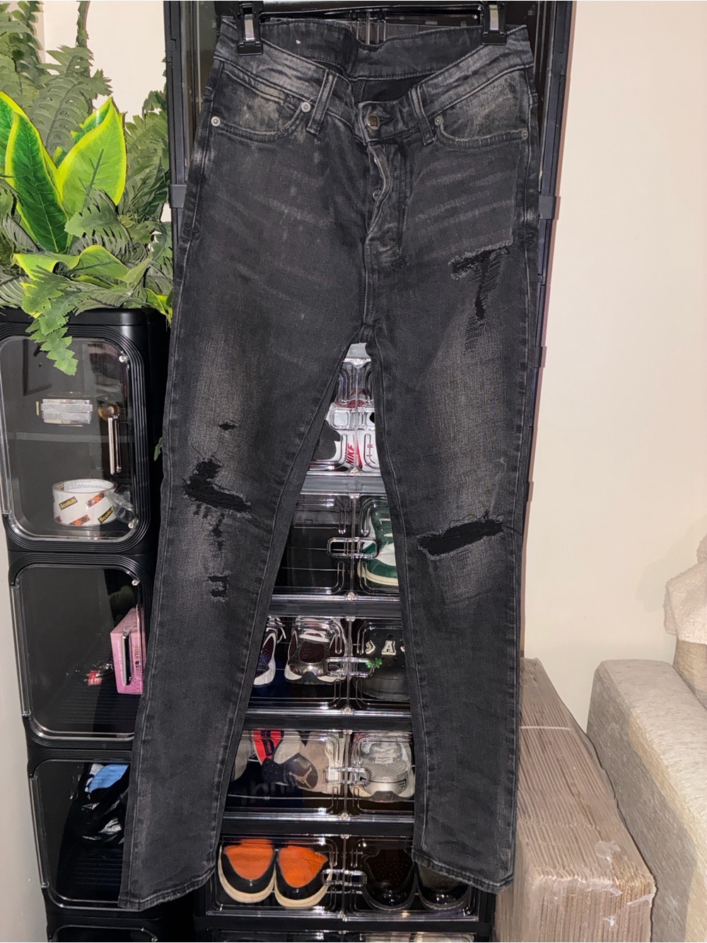 Ksubi Washed Black Ripped Skinny Jeans